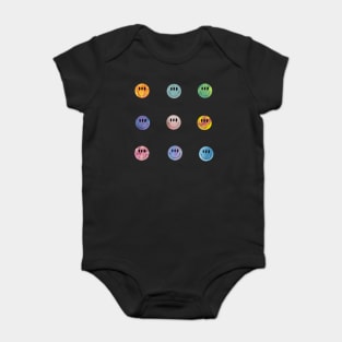 3-Eyed Smile Sticker Pack in Tie Dye Baby Bodysuit